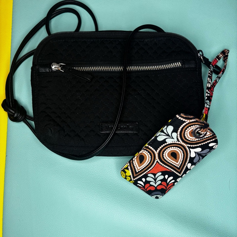 Vera Bradley Black Crossbody Bag plus Luggage Tag